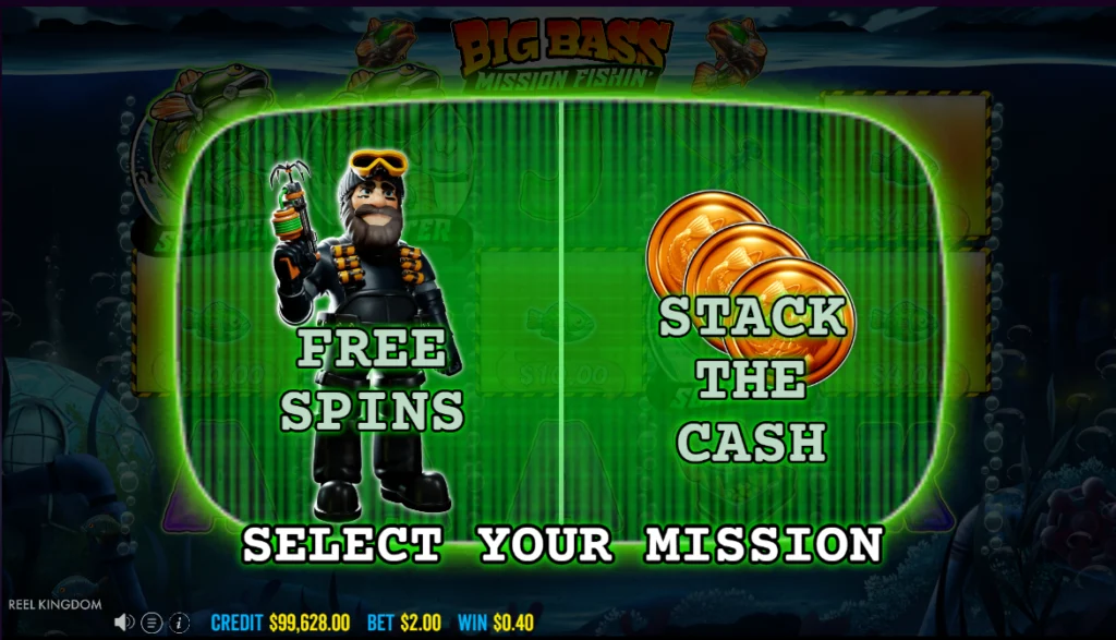Фриспины с рыболовом в Big Bass Mission Fishin